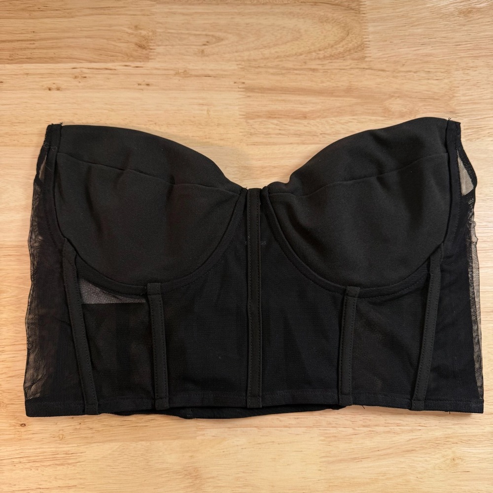 Express‎ Mesh Sweetheart Neckline Corset Cropped Tube Top Women's Black - Small